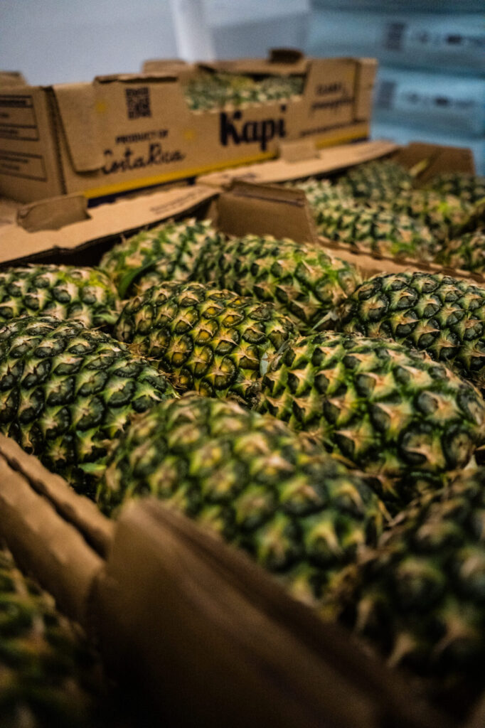 Ananas kistenweise im Wareneingang